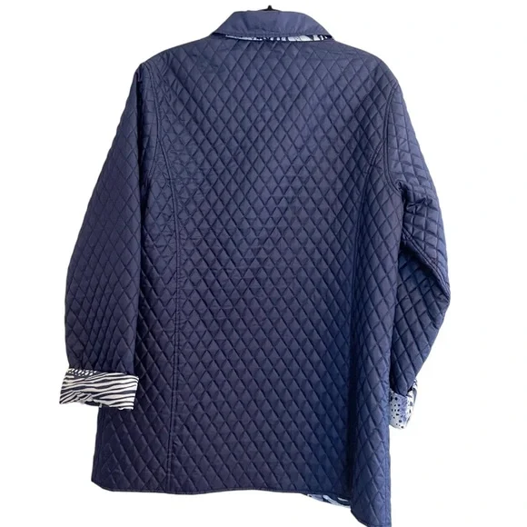 Dennis‎ Basso 100% Silk Grandma Blue Quilted Lightweight Puffer Jacket Coat M